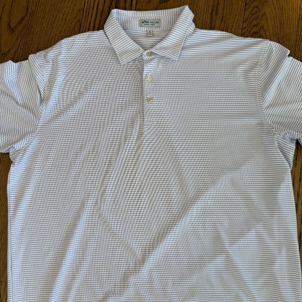 XL Peter Millar Golf Shirt purple and white stripe